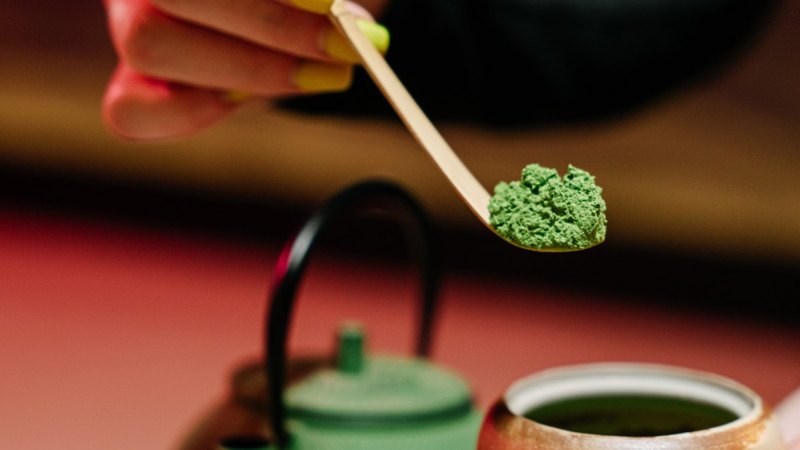 A bowl of freshly whisked matcha