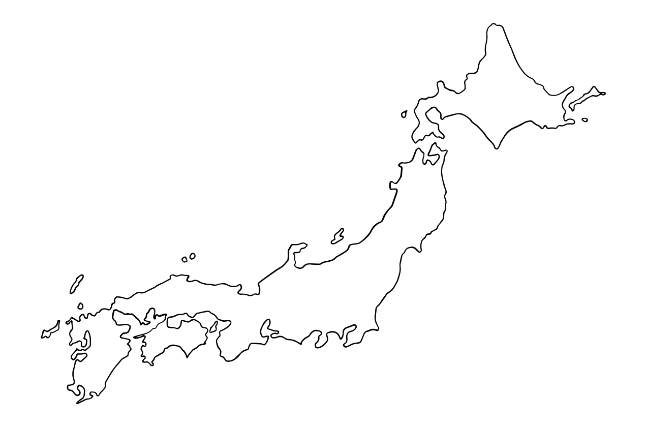 A drawn outline map of Japan with the matcha growing regions marked